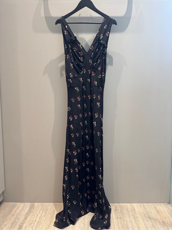 Realisation Par Dresses & Skirts - Realisation Par Black Floral V-Neck Maxi Dress with Pink & Green Accents